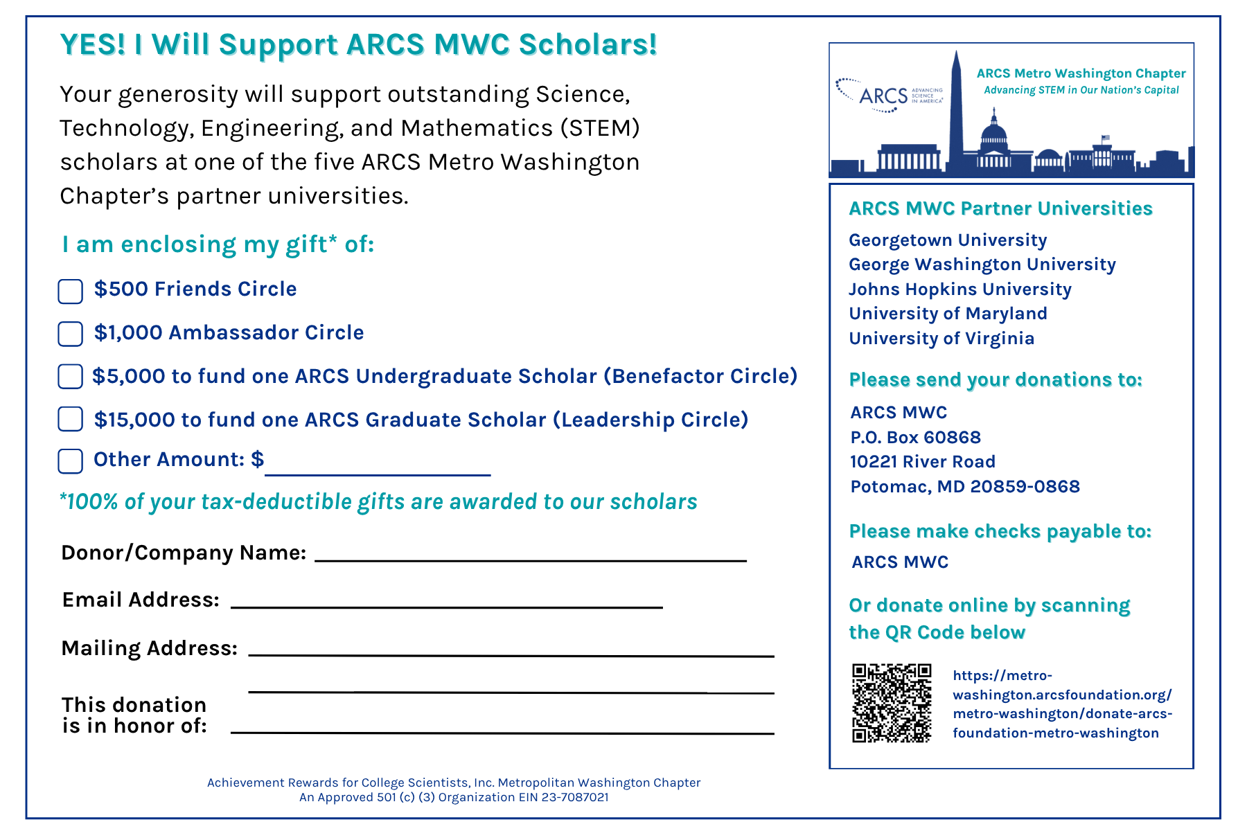 Donation Card back